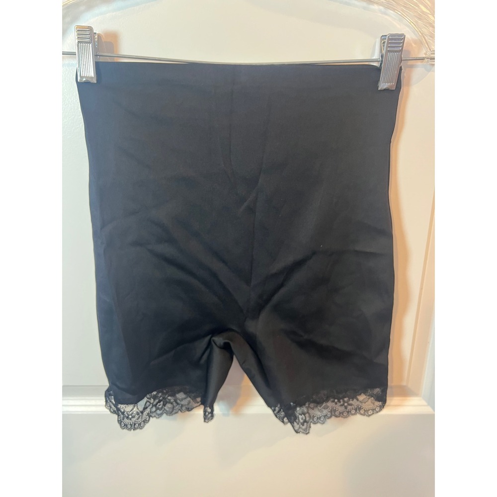 Nicole Miller Womens Shapewear Lace Trim High Waist Smoothing Black Size L